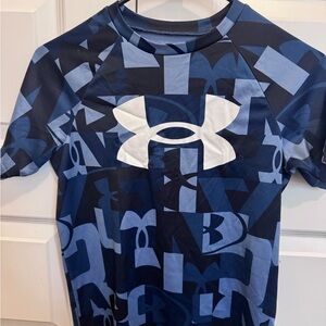 Under Armour Kids Navy and Light Blue Graphic Tee